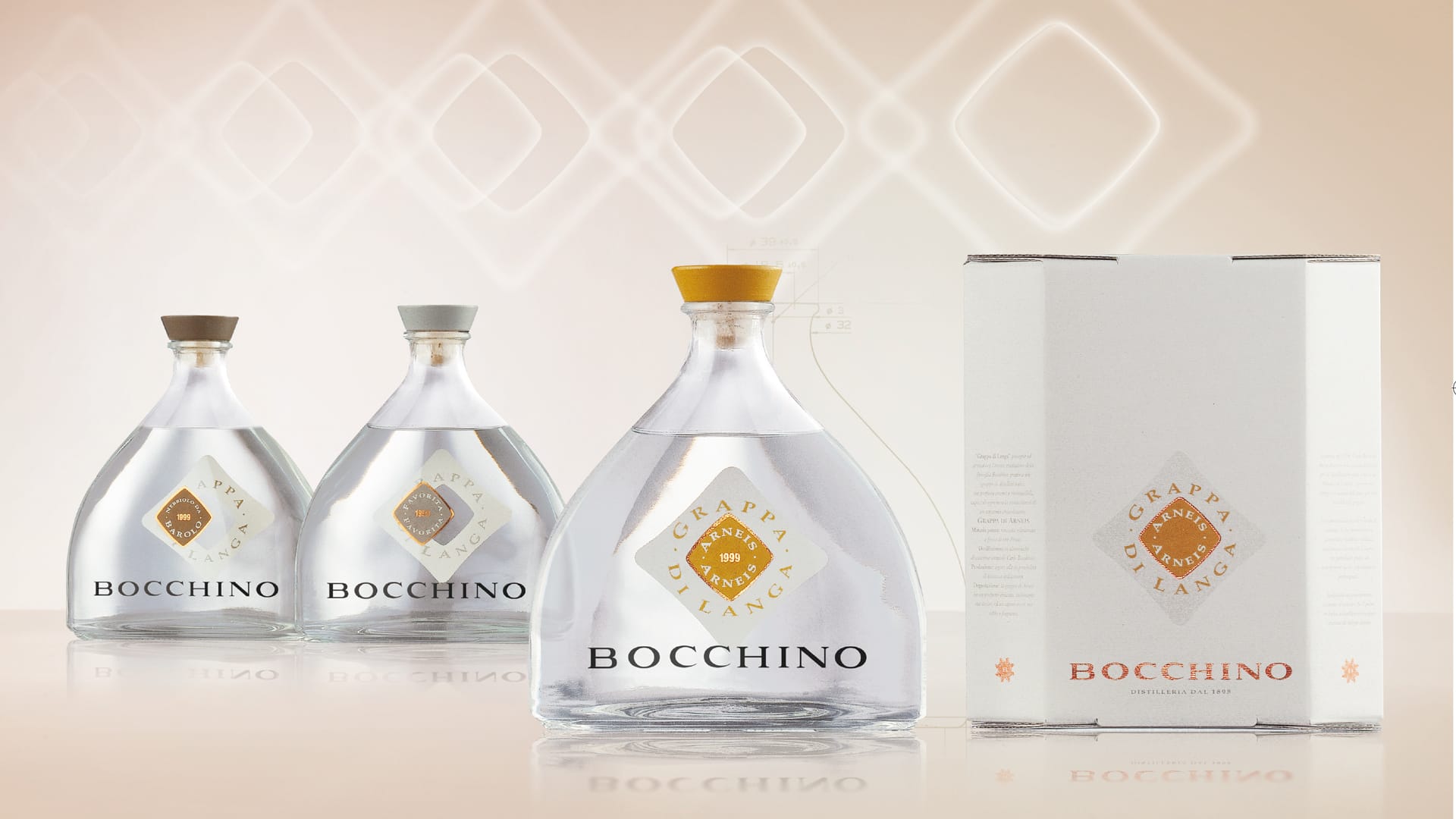 design bottiglie grappa bocchino