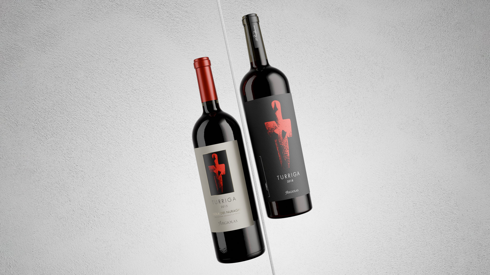 restyling dell'etichetta vino per turriga di argiolas, dettaglio prima e dopo