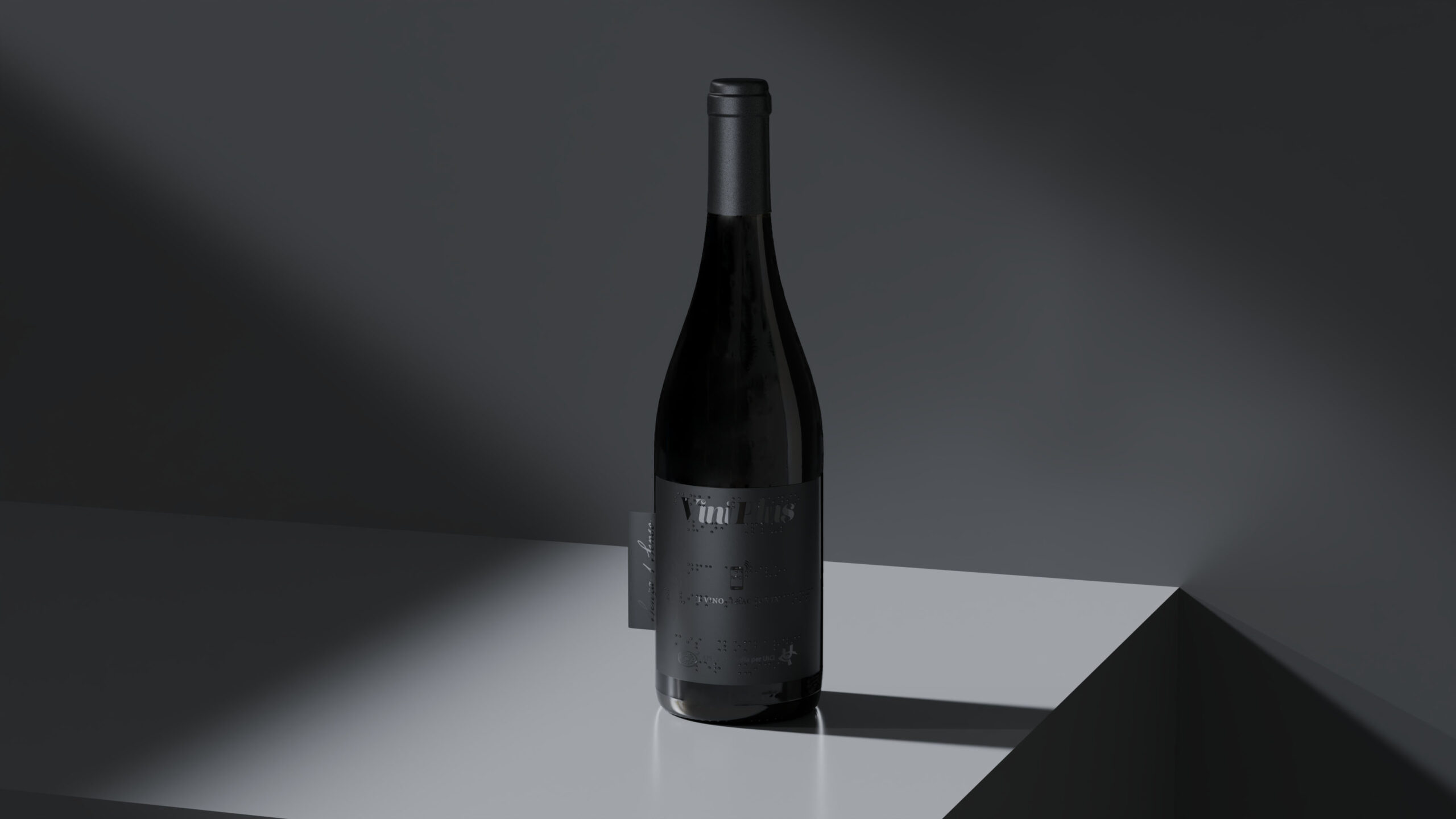 Progettazione del design di un'etichetta per vino con rilievo braille e NFC per Vini Plus